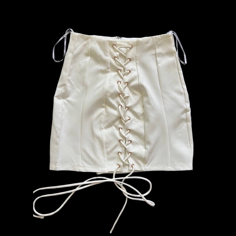 CLUB LONDON WHITE TIE LACES FRONT CORSET SKIRT
